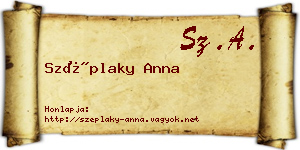 Széplaky Anna névjegykártya